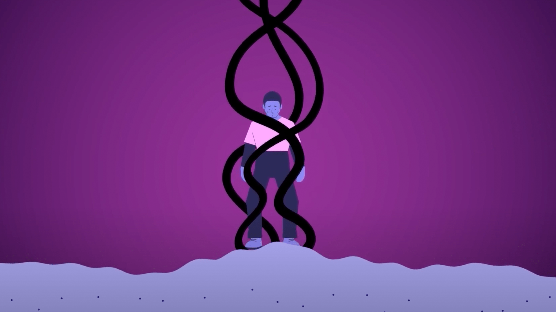 animated man with bad mental health from addiction